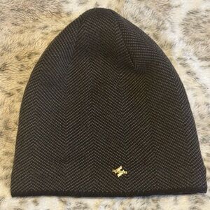 Fur lined knit hat, dark grayish/black, black fur on the inside. Never worn.